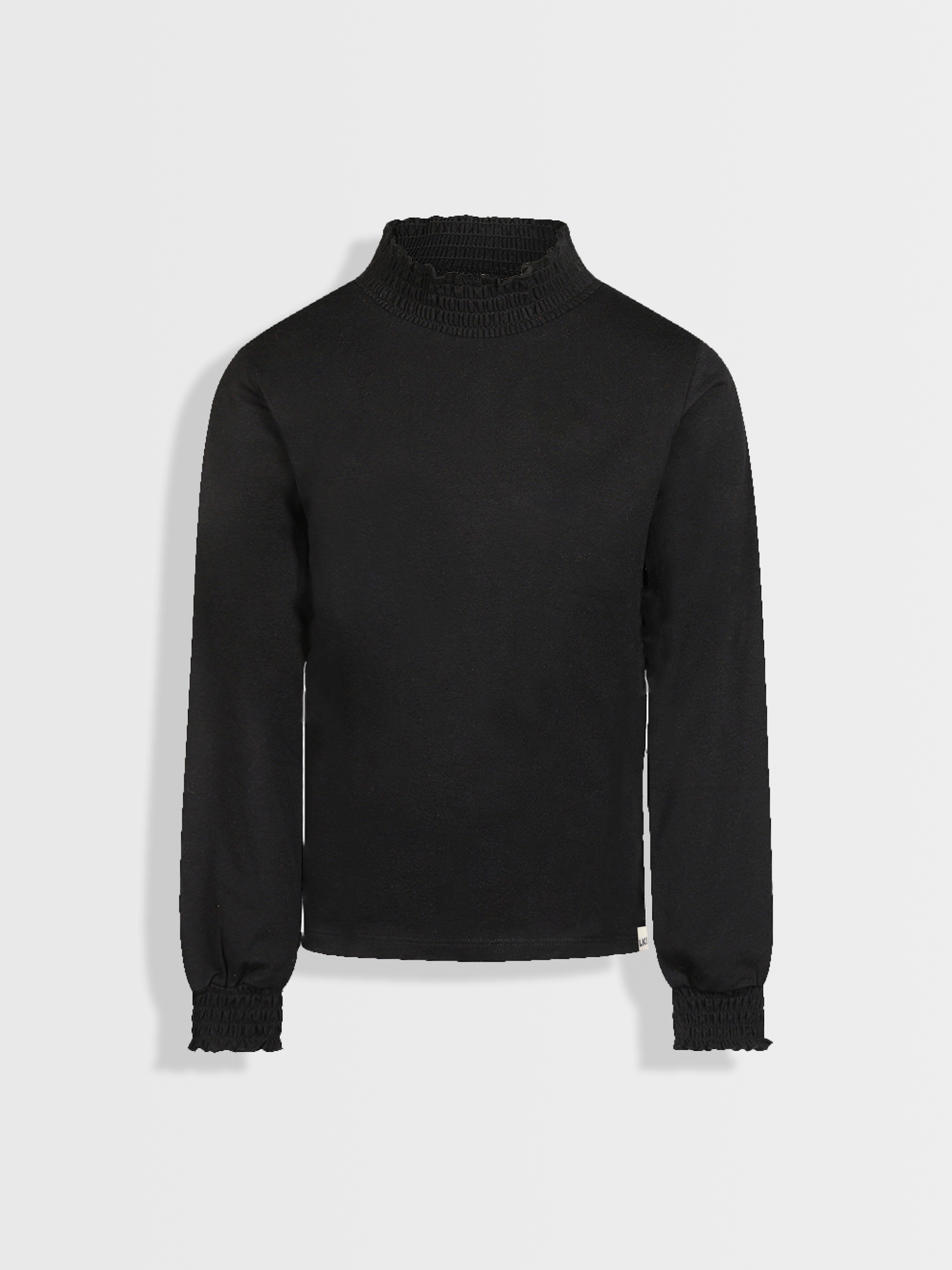 Elegant Black | Dívčí triko s dlouhými rukávy in višjim ovratnikom