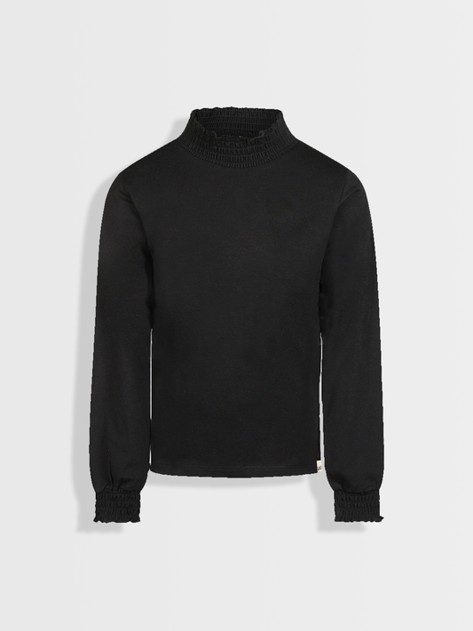 Elegant Black | Dívčí triko s dlouhými rukávy in višjim ovratnikom