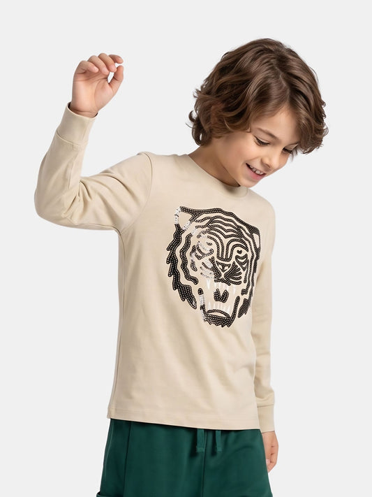 Tiger Beige | Chlapecké tričko s dlouhým rukávem