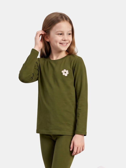 Dark Green | Dívčí tričko s dlouhým rukávem
