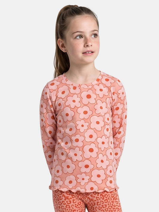 Peach Flowers | Dívčí tričko s dlouhým rukávem