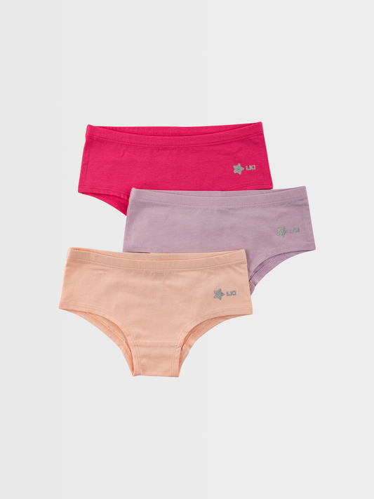 Růžová + fialová + pink | Dívčí slip kalhotky (3 ks)