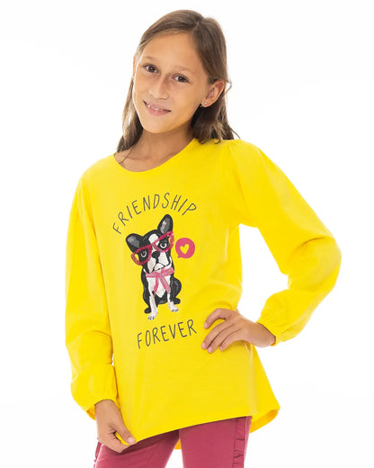 Dívčí tričko s dlouhým rukávem Doggy Friendship