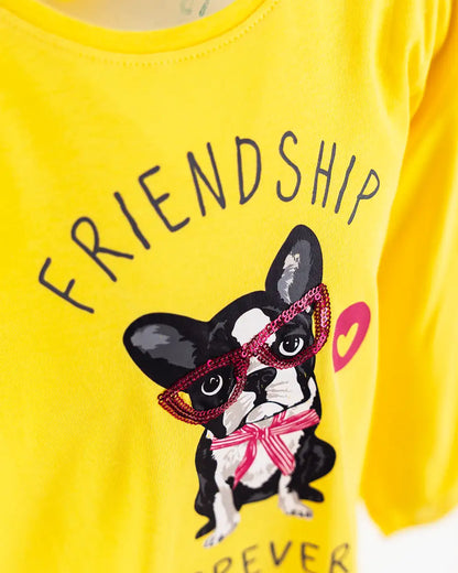 Dívčí tričko s dlouhým rukávem Doggy Friendship