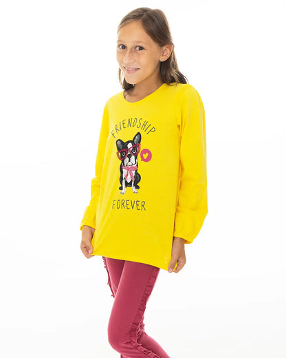 Dívčí tričko s dlouhým rukávem Doggy Friendship