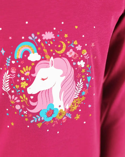 Dívčí tričko s dlouhým rukávem Enchated Unicorn Pink