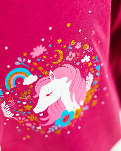Dívčí tričko s dlouhým rukávem Enchated Unicorn Pink