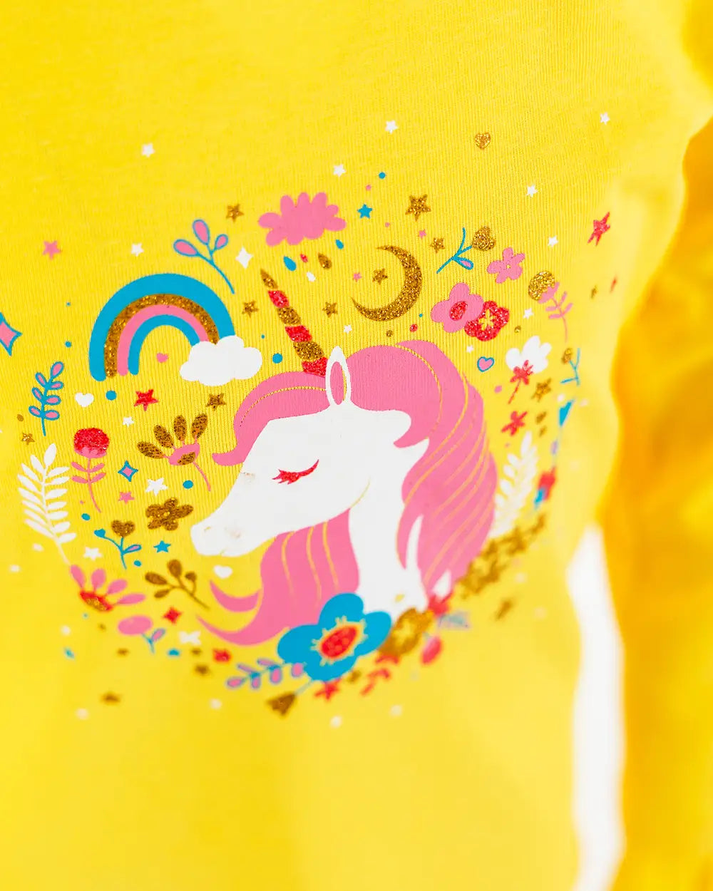 Dívčí tričko s dlouhým rukávem Enchated Unicorn Yellow