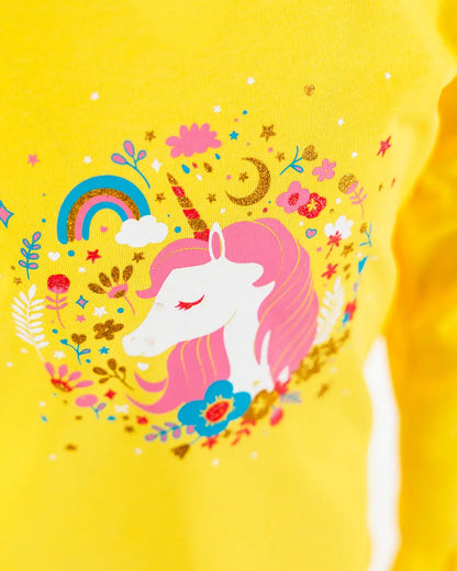 Dívčí tričko s dlouhým rukávem Enchated Unicorn Yellow