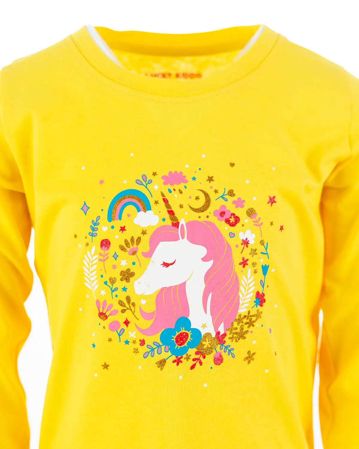 Dívčí tričko s dlouhým rukávem Enchated Unicorn Yellow
